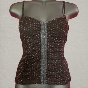 SOLD: H&M Black Corset-Style Camisole with Red Dots